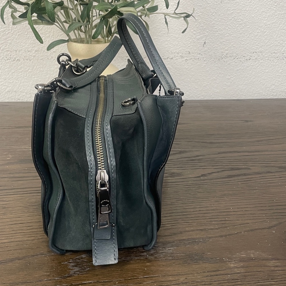Coach Dark Teal Leather Satchel - Picture 3 of 16